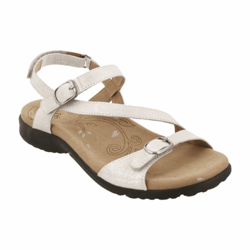 Taos Beauty 2 white metallic strappy comfort sandal